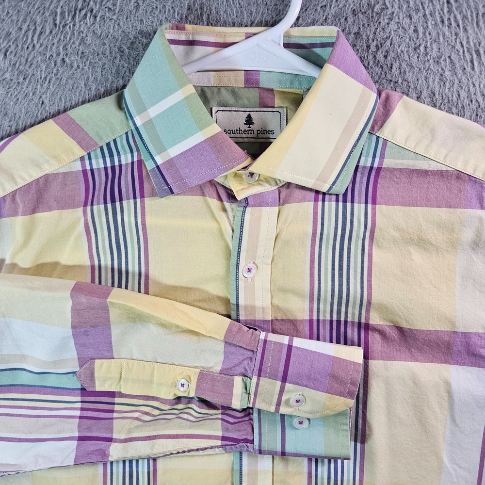 Southern Pines Shirt Men Small Button Up Long Sleeve Yellow Plaid - Pls Read‎